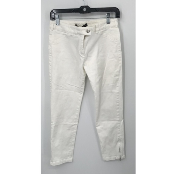 Balenciaga women's white straight cotton ankle zip jeans sz 40